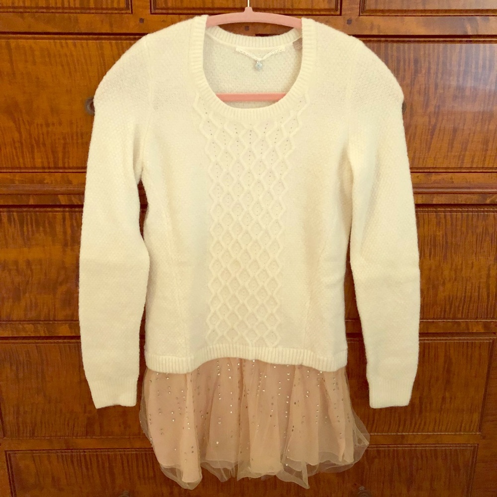 Anthropologie Knitted & Knotted Sweater w/ Tulle